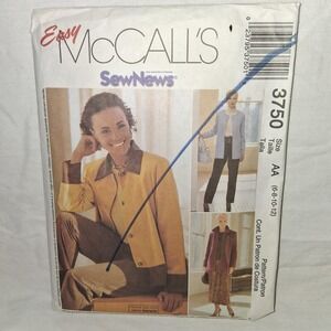 Easy McCalls Sewing Pattern 3750‎ Misses Unlined Jacket Pants Skirt Size AA Cut